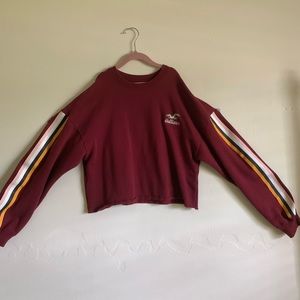 Hollister long sleeved striped cropped top